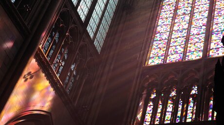Die Sonne strahlt durch das Richter-Fenster im Kölner Dom. / © ND Johnston (shutterstock)