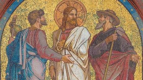Mosaik: Jesus mit zwei Jüngern auf dem Weg nach Emmaus  / © Renata Sedmakova  (shutterstock)