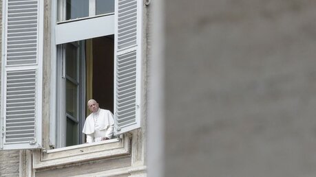 Papst Franziskus während des Mittagsgebet am Ostermontag / © Andrew Medichini (dpa)