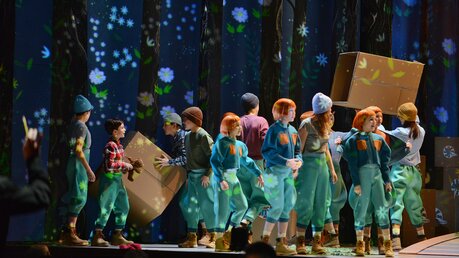 Zurzeit stehen über 50 Kinder bei der Oper "Hänsel und Gretel" auf der Bühne. / © Beatrice Tomasetti (DR)