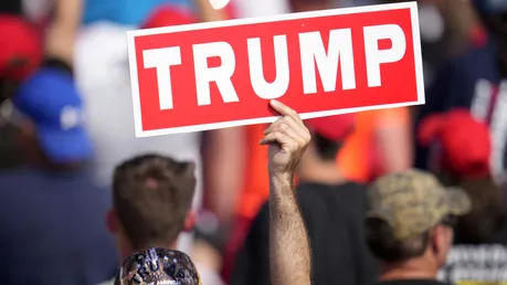 Ein Anhänger hält ein Schild mit der Aufschrift "Trump" in die Höhe / © Gene J. Puskar (dpa)