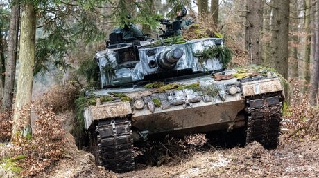 Ein Panzer der vom Typ Leopard 2 / © Armin Weigel (dpa)