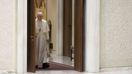 Papst Franziskus erscheint am 09.02.2022 zur Generalaudienz / © Gregorio Borgia (dpa)