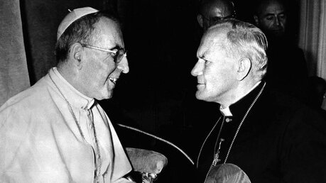 Papst Johannes Paul I. und Kardinal Karol Wojtyla 1978 (KNA)